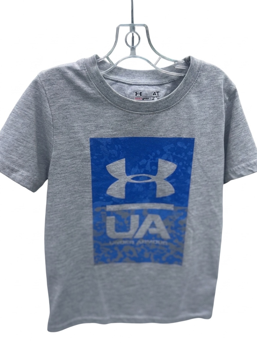 Boy’s Under Armour Gray T-Shirt with Blue Print (Size 4)